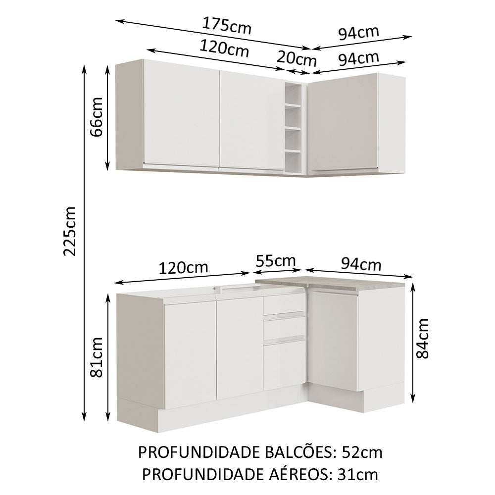 Cocina Integral Glamy Blanco 269x225cm sin Mesón y sin Estufa - COCINAS | Bylmo
