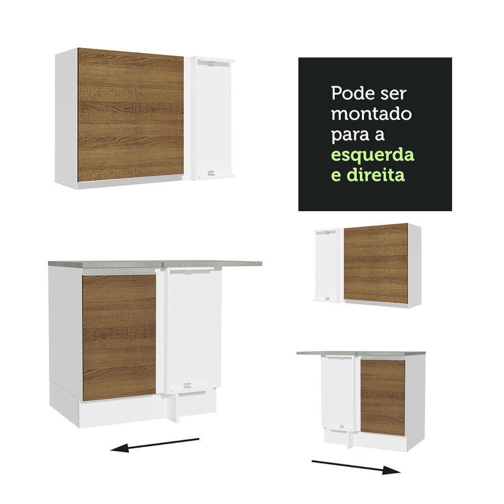 Cocina Integral Glamy Marron 349x225cm sin Mesón con Un Botellero y sin Estufa - COCINAS | Bylmo