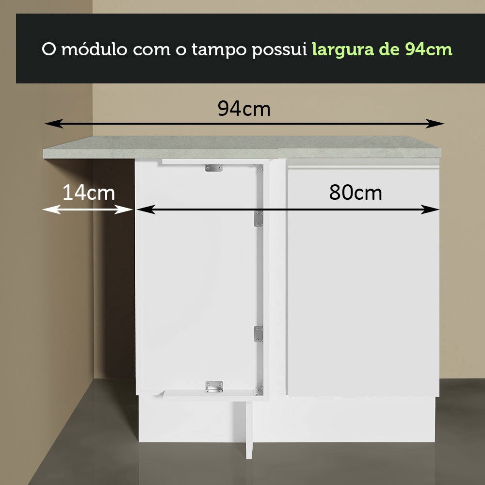 Cocina Integral Esquinero Glamy Blanco 349x225cm sin Mesón con Quince Entrepaños y sin Estufa - COCINAS | Bylmo