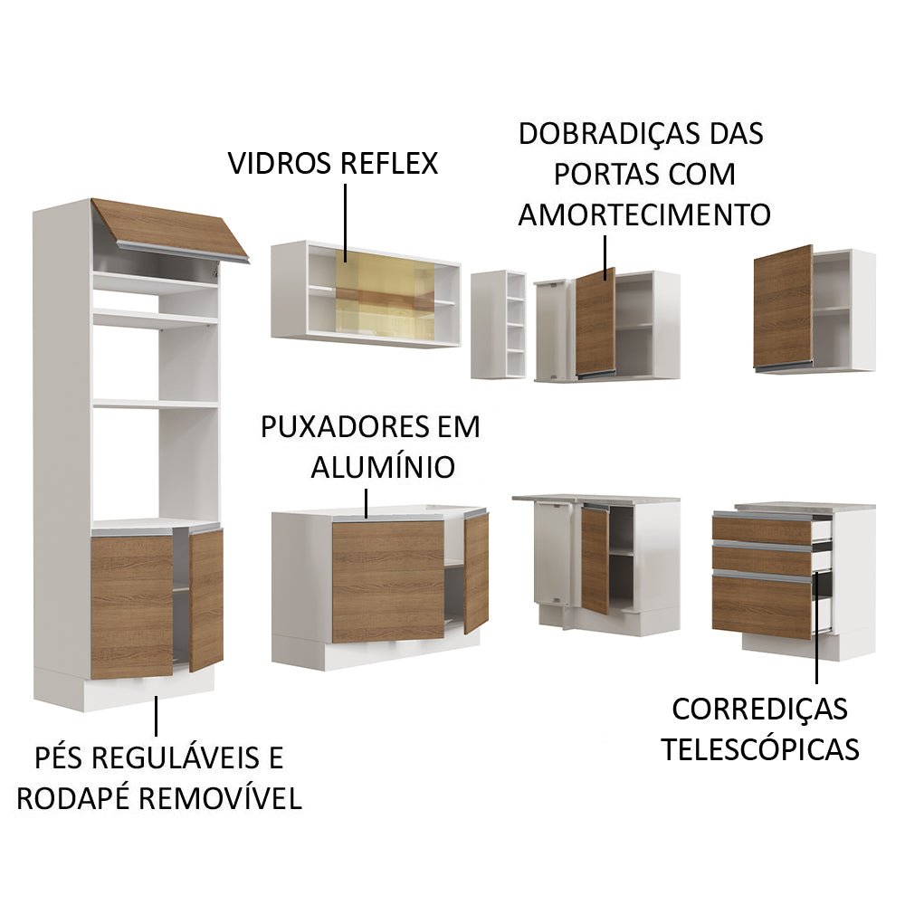 Cocina Integral Glamy Marron 399x225cm sin Mesón y sin Estufa - COCINAS | Bylmo