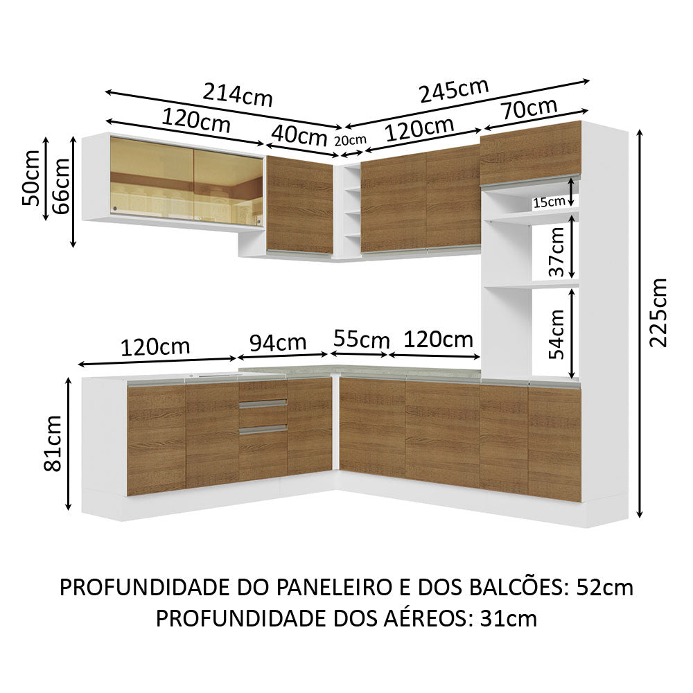 Cocina Integral Glamy Marron 459x225cm sin Mesón y sin Estufa - COCINAS | Bylmo
