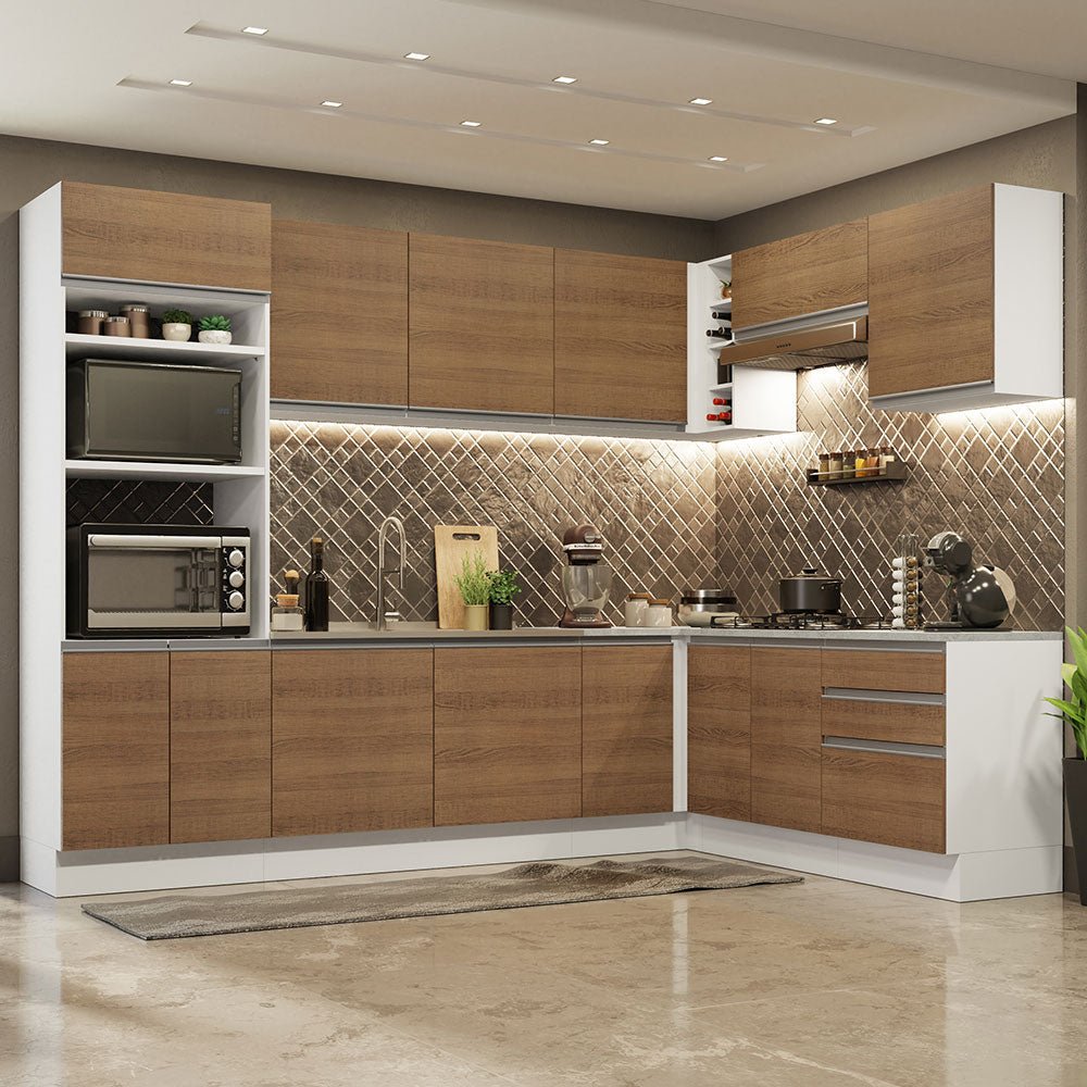 Cocina Integral Glamy Marron 479x225cm sin Mesón y sin Estufa - COCINAS | Bylmo