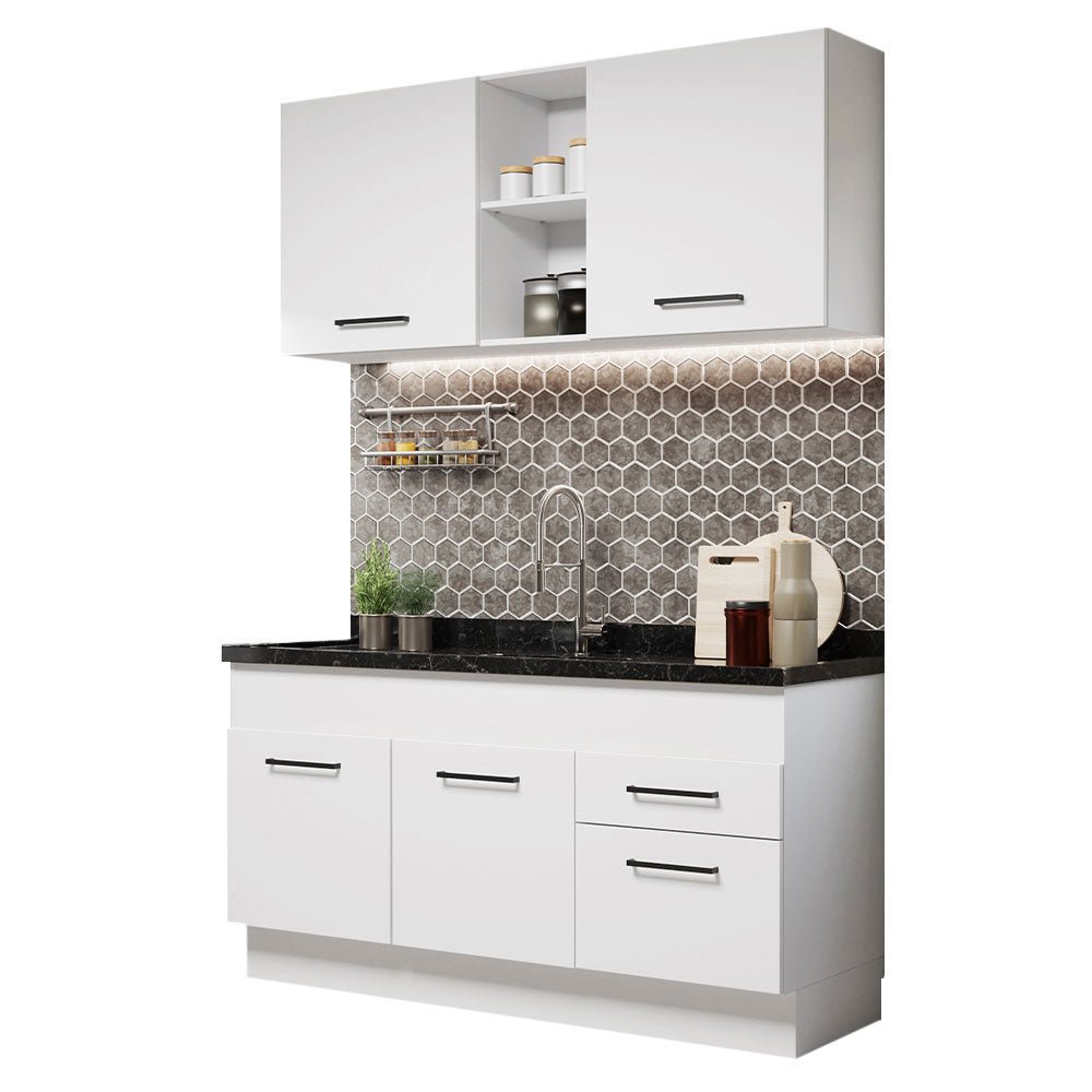 Cocina Integral Agata Blanco 150x225cm sin Mesón y sin Estufa - COCINAS | Bylmo