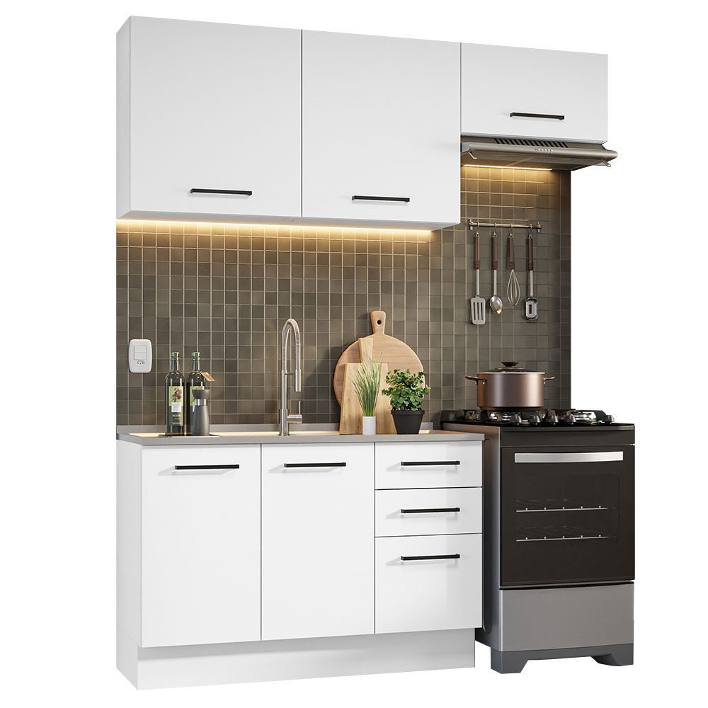 Cocina Integral Agata Blanco 180x225cm sin Mesón y sin Estufa - COCINAS | Bylmo
