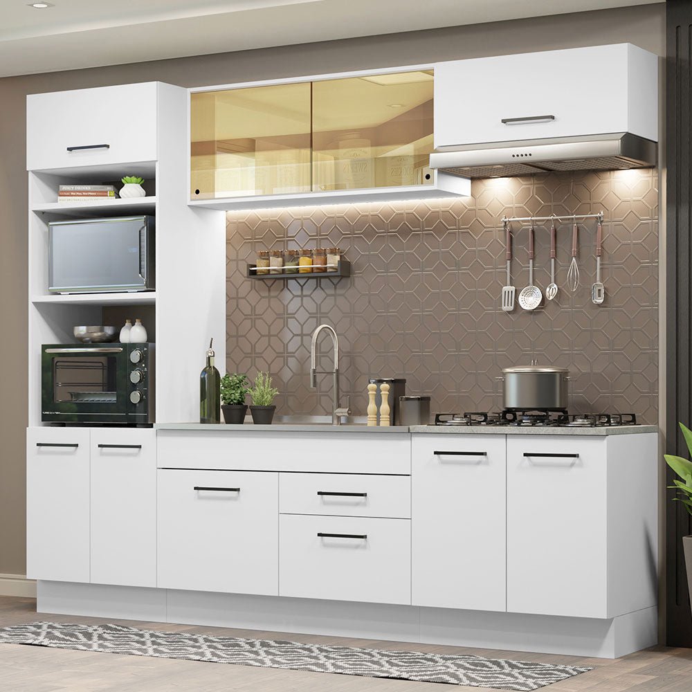 Cocina Integral Agata Blanco 270x225cm sin Mesón con Dso Muebles Inferiores y sin Estufa - COCINAS | Bylmo