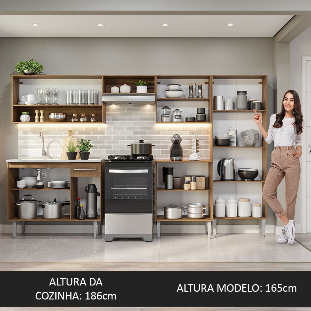 Cocina Integral Emily Blanco 293x186cm con Mesón de Acero Inoxidable y sin Estufa - COCINAS | Bylmo