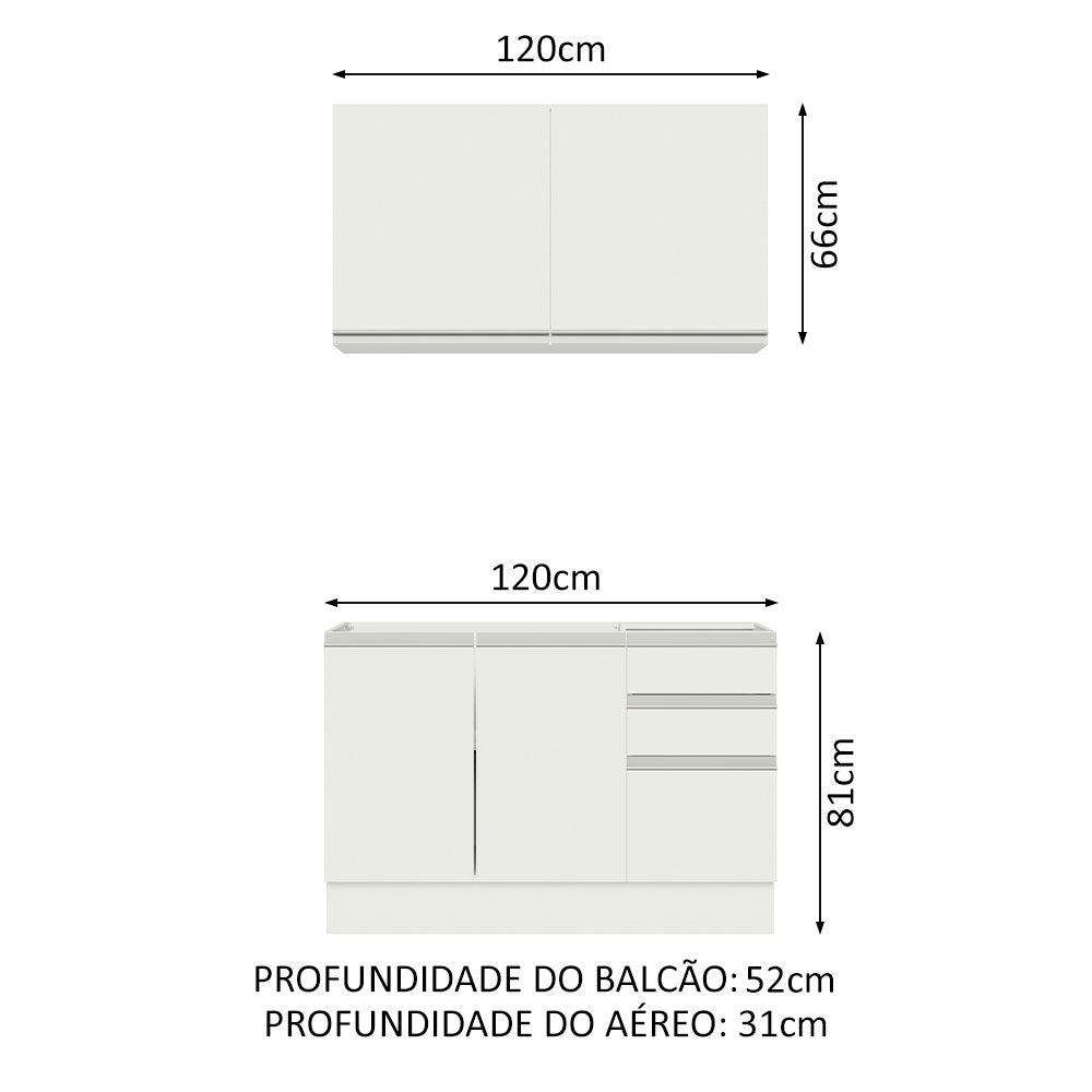 Cocina Integral Glamy Blanco 120x225cm sin Mesón y sin Estufa - COCINAS | Bylmo