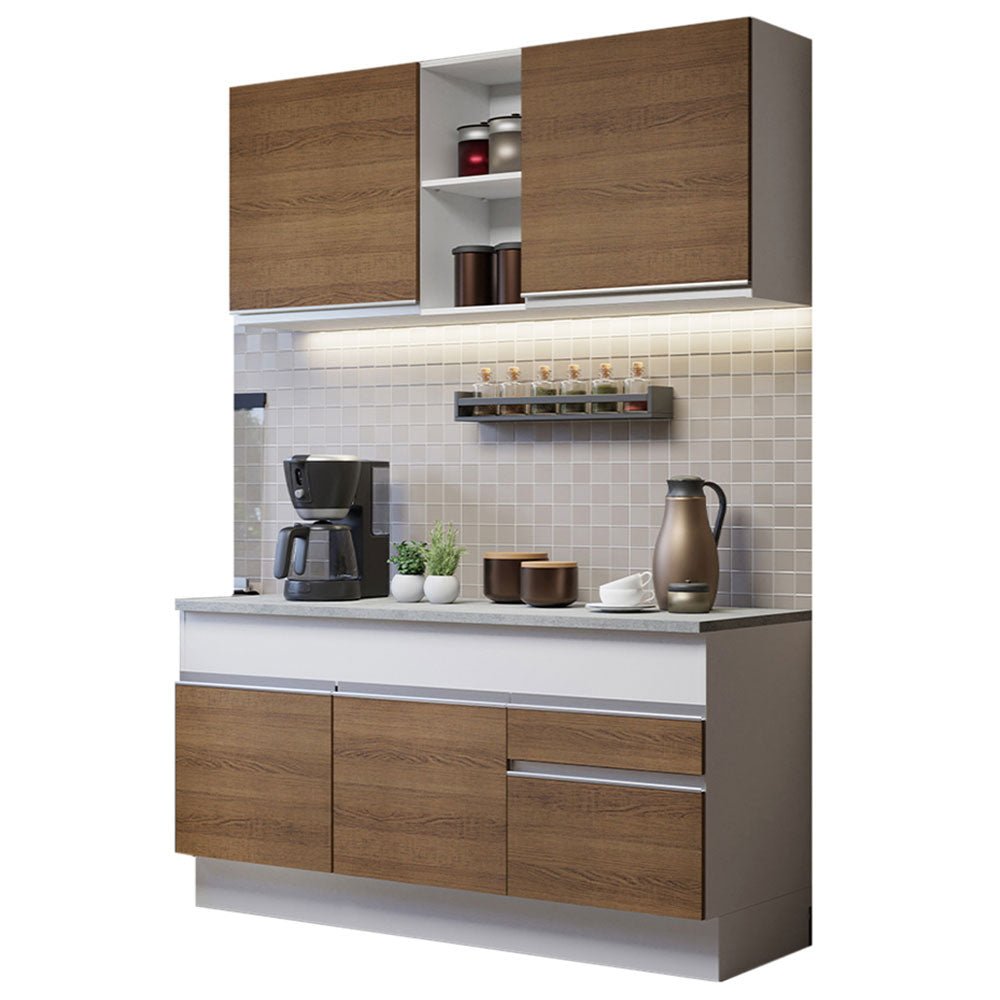 Cocina Integral Glamy Marron 150x225cm con Mesón de Madera y sin Estufa - COCINAS | Bylmo