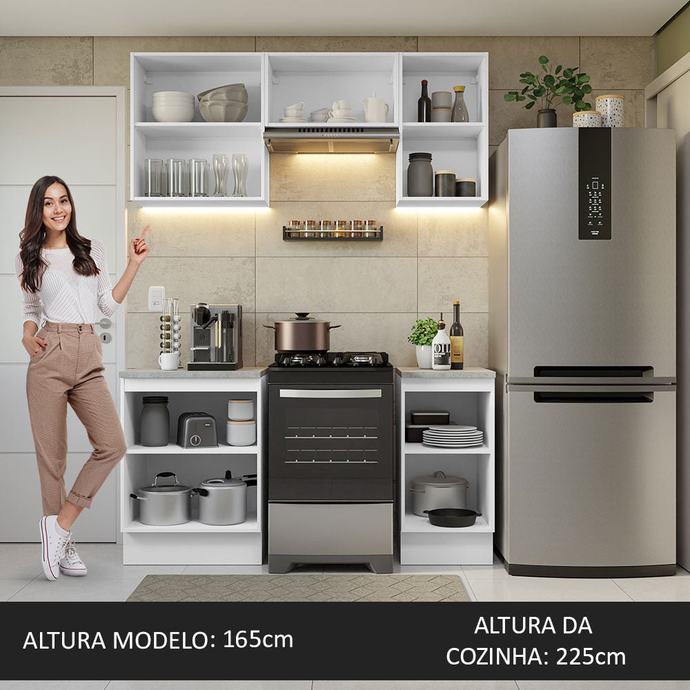 Cocina Integral Glamy Blanco 160x225cm sin Mesón sin Cajones y sin Estufa - COCINAS | Bylmo