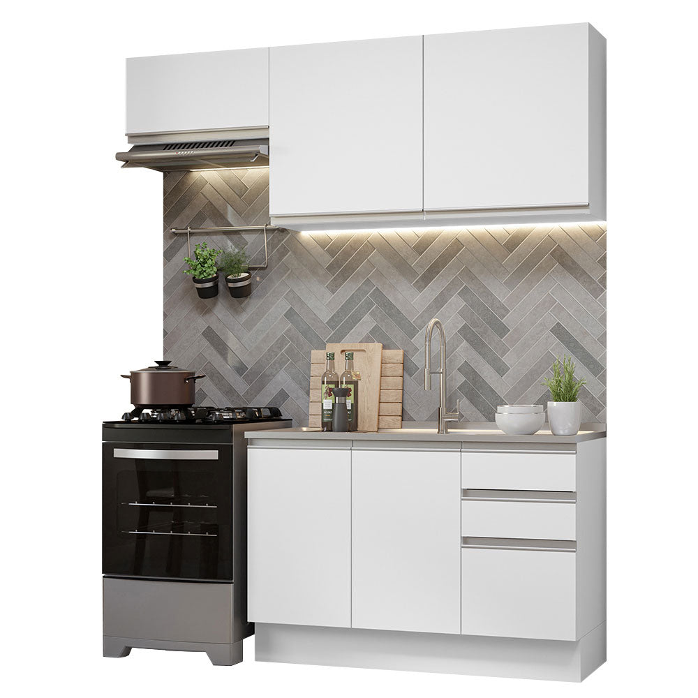 Cocina Integral Glamy Blanco 180x225cm sin Mesón y sin Estufa - COCINAS | Bylmo