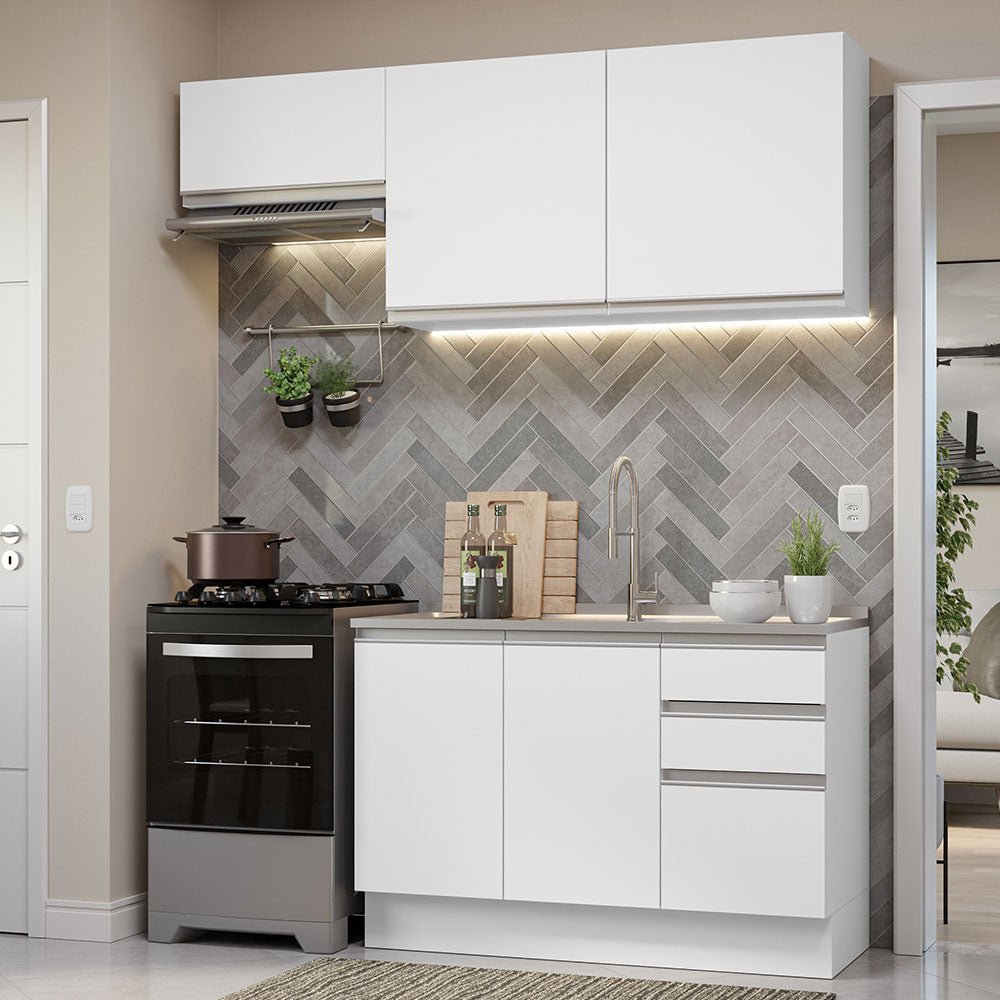 Cocina Integral Glamy Blanco 180x225cm sin Mesón y sin Estufa - COCINAS | Bylmo