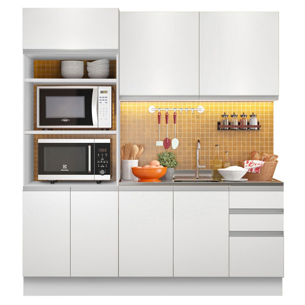 Cocina Integral Laura Blanco 190x225cm sin Mesón y sin Estufa - COCINAS | Bylmo