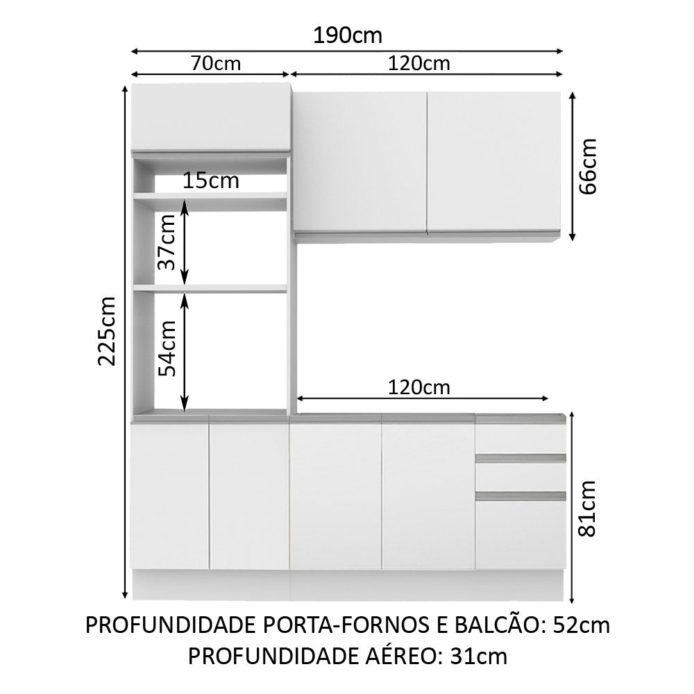 Cocina Integral Laura Blanco 190x225cm sin Mesón y sin Estufa - COCINAS | Bylmo