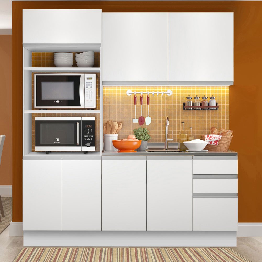 Cocina Integral Laura Blanco 190x225cm sin Mesón y sin Estufa - COCINAS | Bylmo