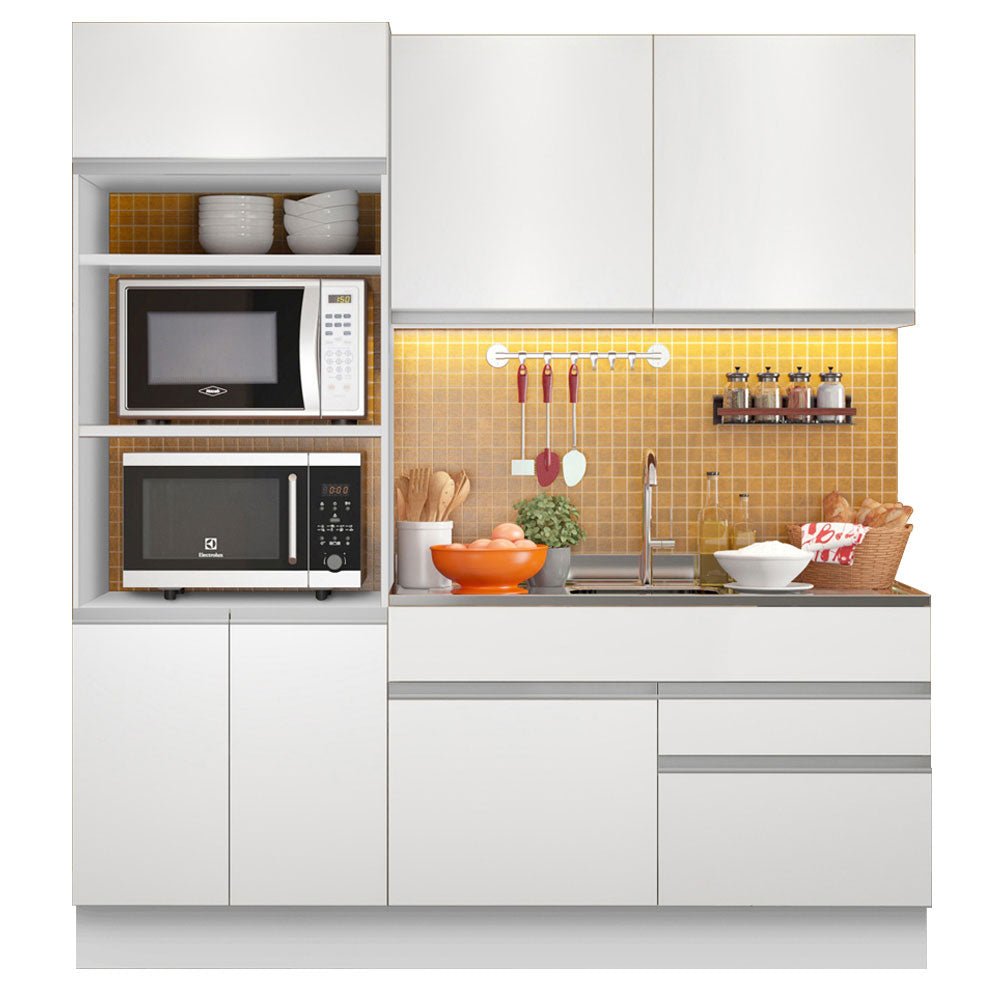 Cocina Integral Livia Blanco 190x225cm sin Mesón con Dos Cajones y sin Estufa - COCINAS | Bylmo