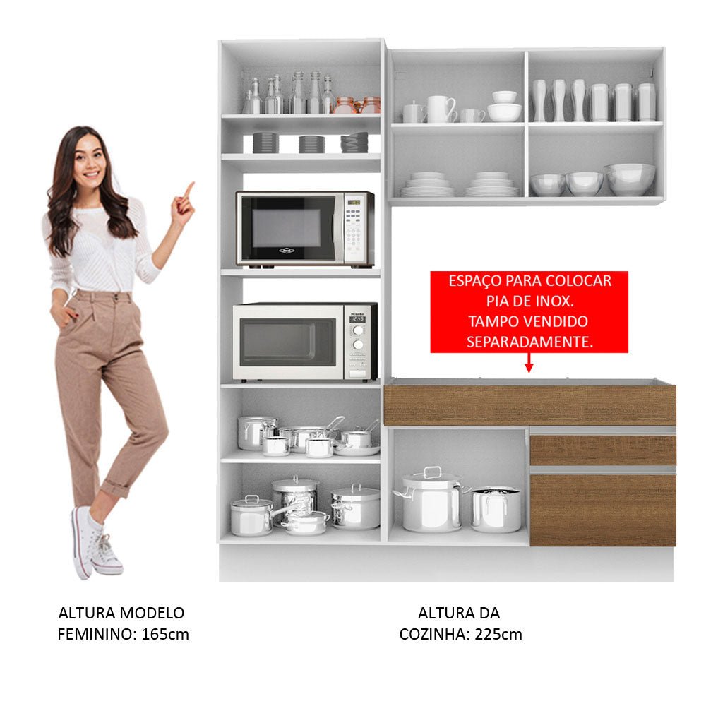 Cocina Integral Livia Blanco 190x225cm sin Mesón y sin Estufa - COCINAS | Bylmo