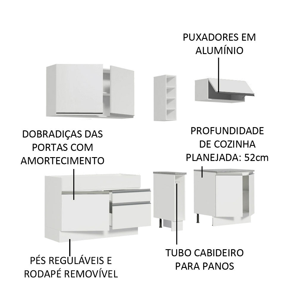 Cocina Integral Parma Blanco 220x225cm sin Mesón con Trece Entrepaños y sin Estufa - COCINAS | Bylmo