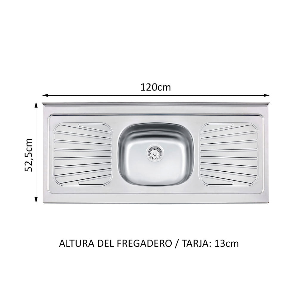 Cocina Integral Glamy Blanco 240x225cm con Mesón de Acero Inoxidable y sin Estufa - COCINAS | Bylmo