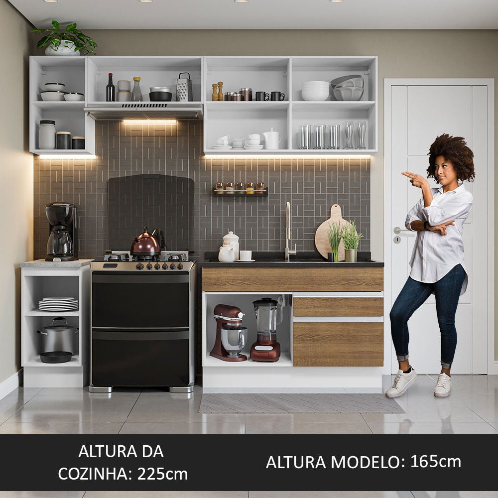 Cocina Integral Glamy Marron 240x225cm sin Mesón con Dos Cajones y sin Estufa - COCINAS | Bylmo