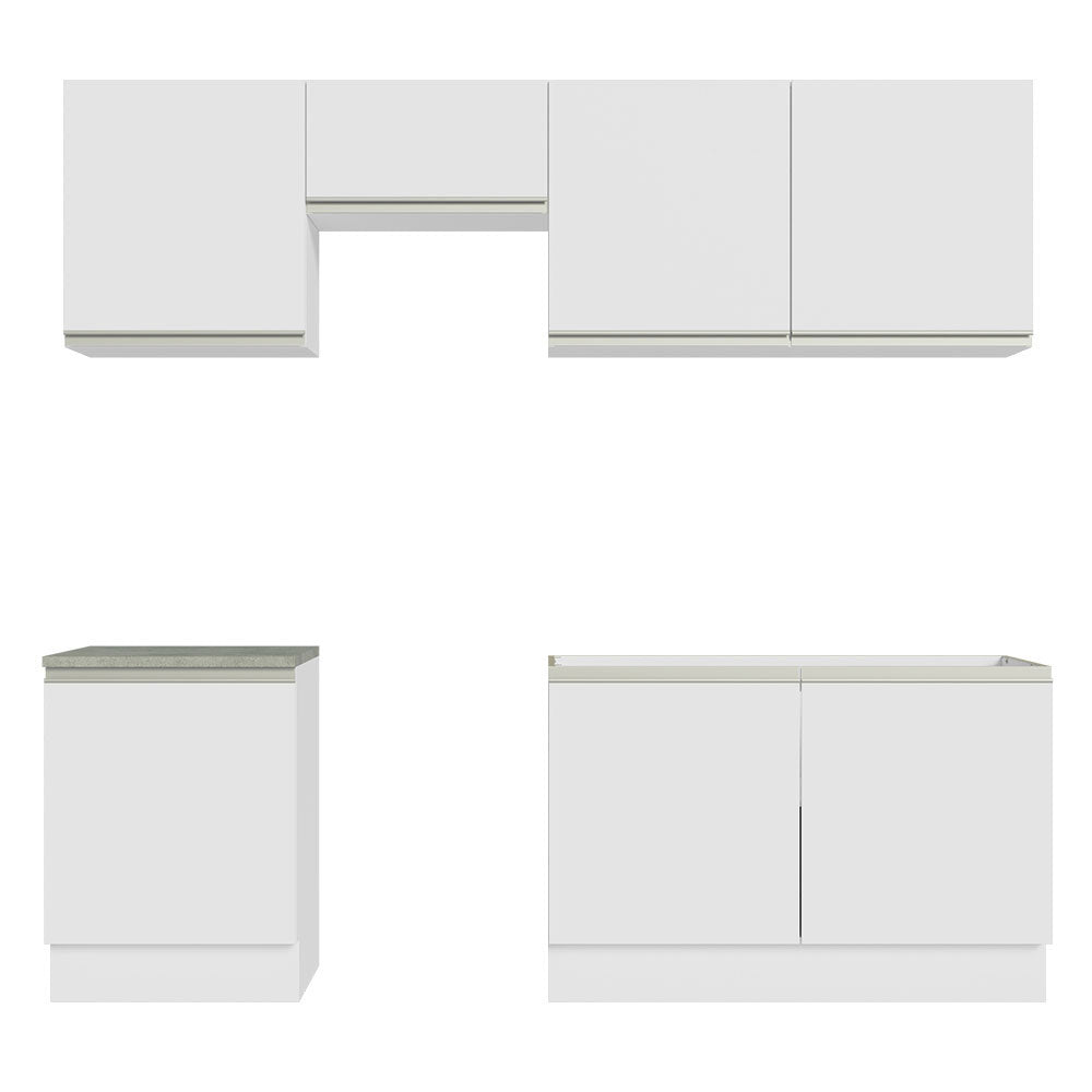 Cocina Integral Glamy Blanco 240x225cm sin Mesón con Siete Puertas y sin Estufa - COCINAS | Bylmo