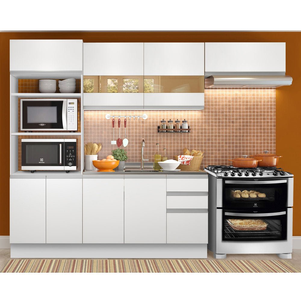 Cocina Integral Marselha Blanco 270x225cm sin Mesón y sin Estufa - COCINAS | Bylmo