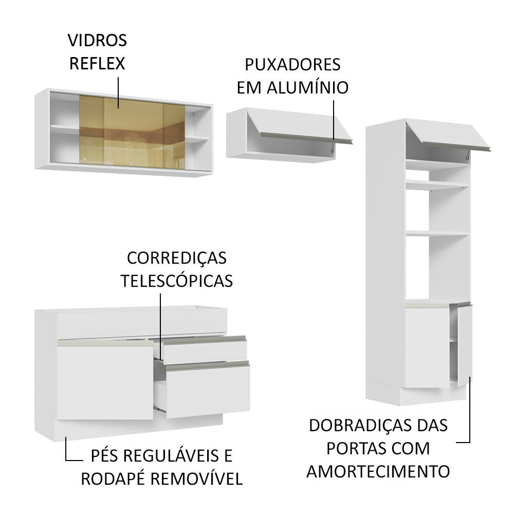 Cocina Integral Glamy Blanco 270x225cm sin Mesón con Doce Entrepaños y sin Estufa - COCINAS | Bylmo