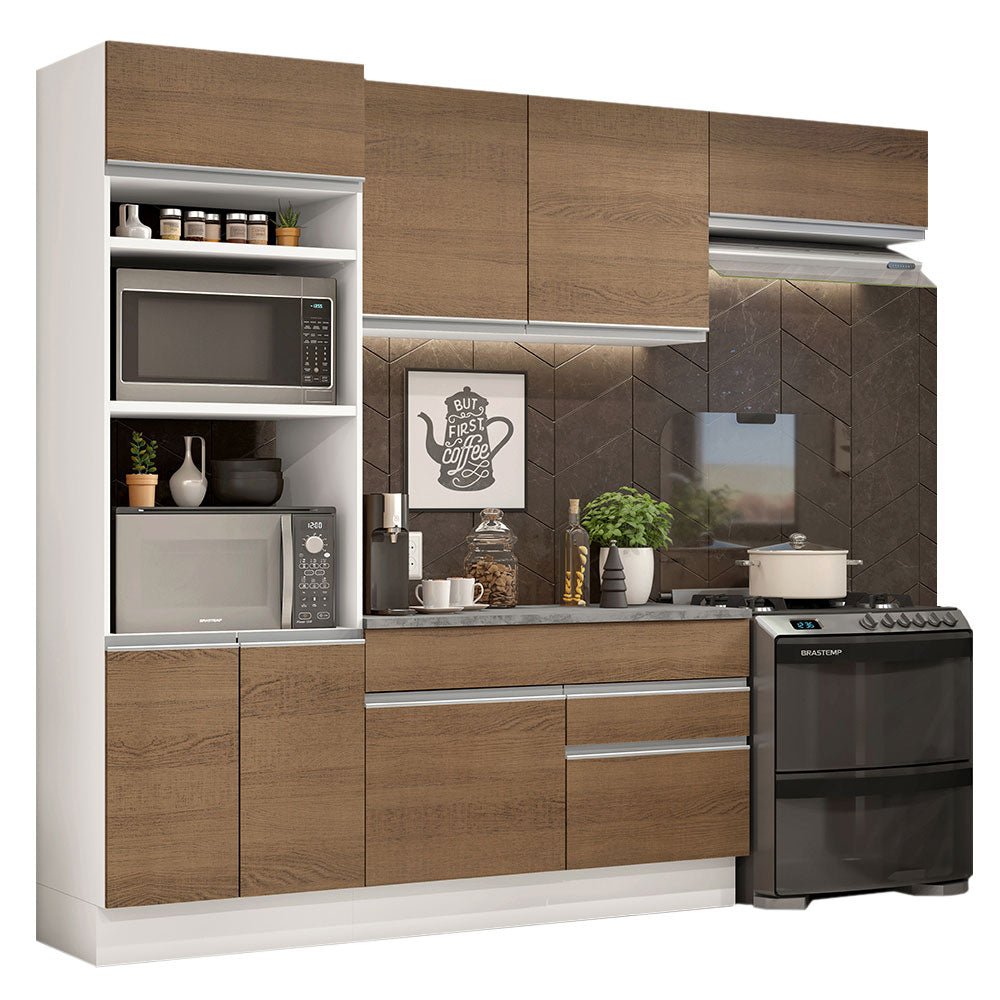 Cocina Integral Glamy Marron 270x225cm sin Mesón con Dos Cajones y Siete Puertas y sin Estufa - COCINAS | Bylmo
