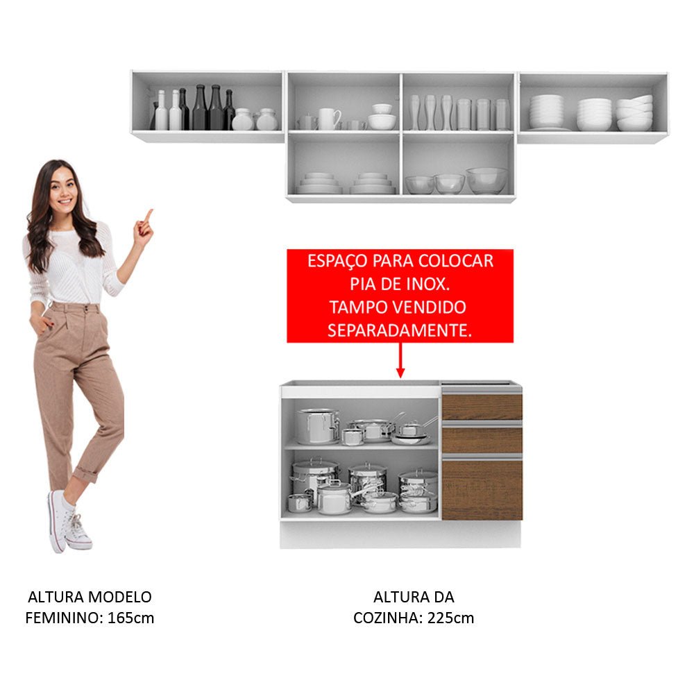 Cocina Integral Marina Blanco 280x225cm sin Mesón y sin Estufa - COCINAS | Bylmo