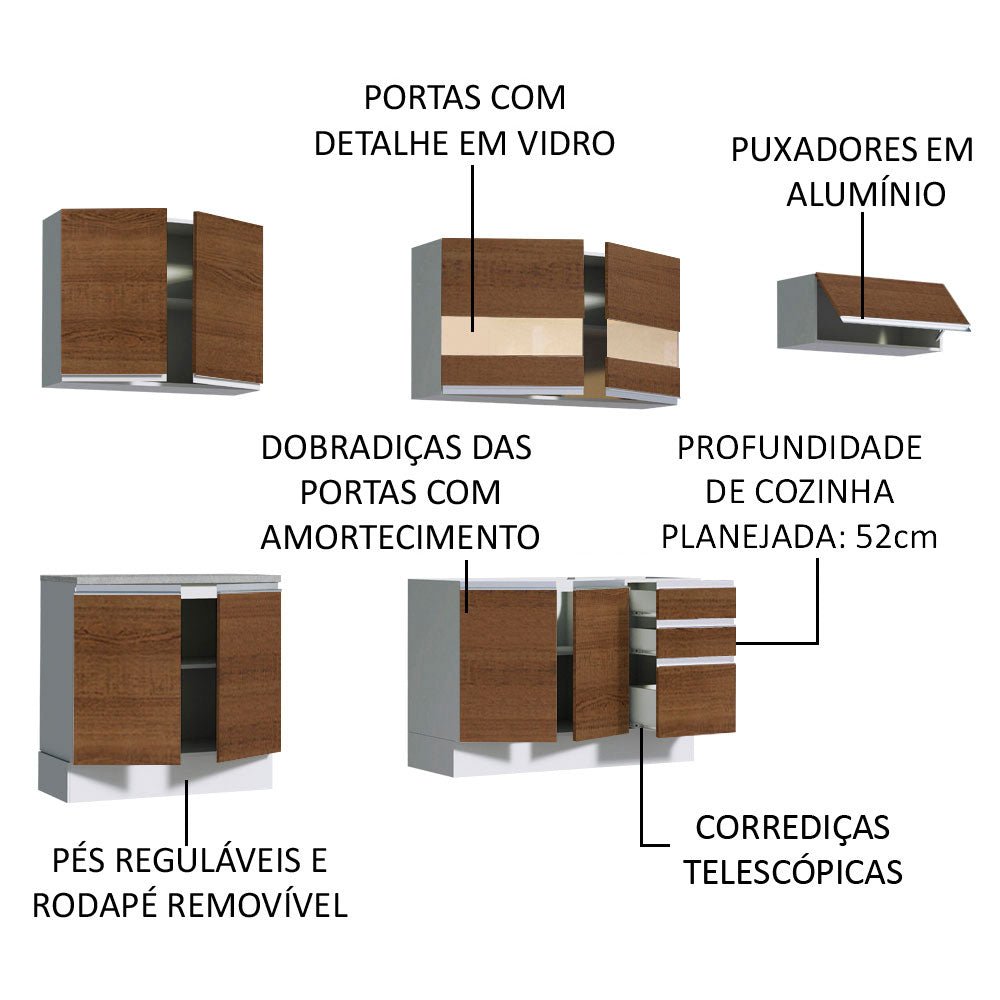 Cocina Integral Marcela Marron 280x225cm sin Mesón y sin Estufa - COCINAS | Bylmo