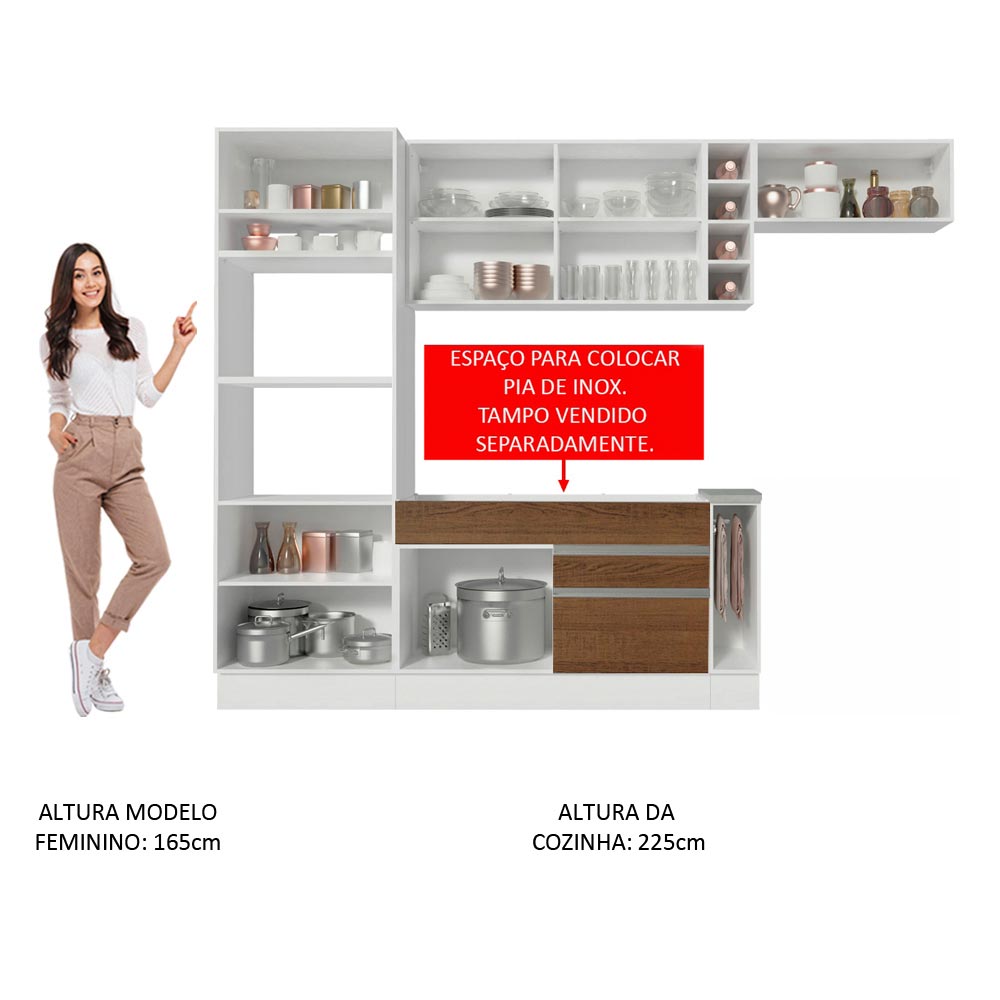 Cocina Integral Safira Blanco 290x225cm sin Mesón y sin Estufa - COCINAS | Bylmo