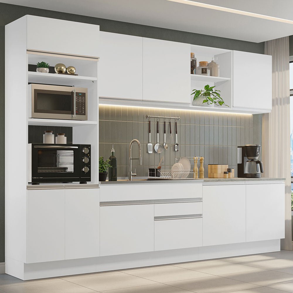 Cocina Integral Glamy Blanco 310x225cm sin Mesón y sin Estufa - COCINAS | Bylmo