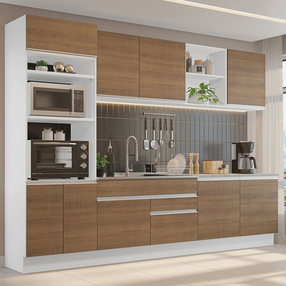 Cocina Integral Glamy Marron 310x225cm sin Mesón y sin Estufa - COCINAS | Bylmo