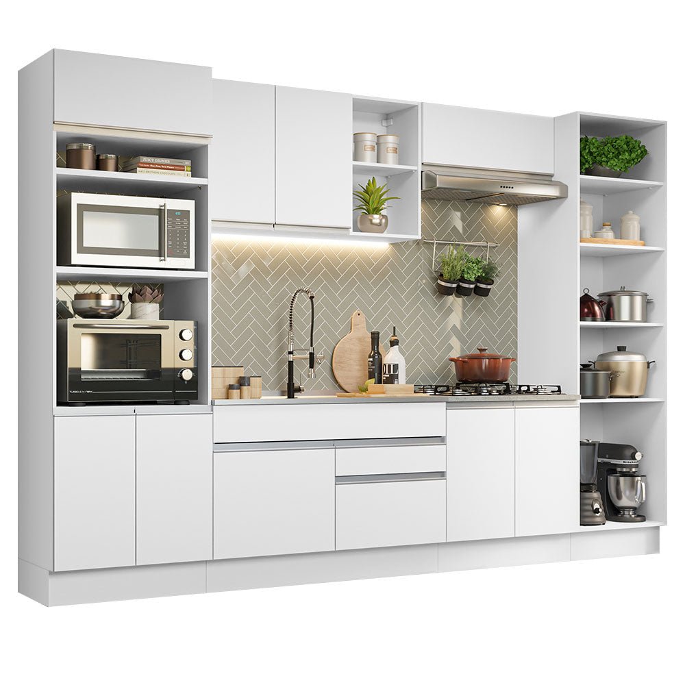 Cocina Integral Glamy Blanco 330x225cm sin Mesón y sin Estufa - COCINAS | Bylmo