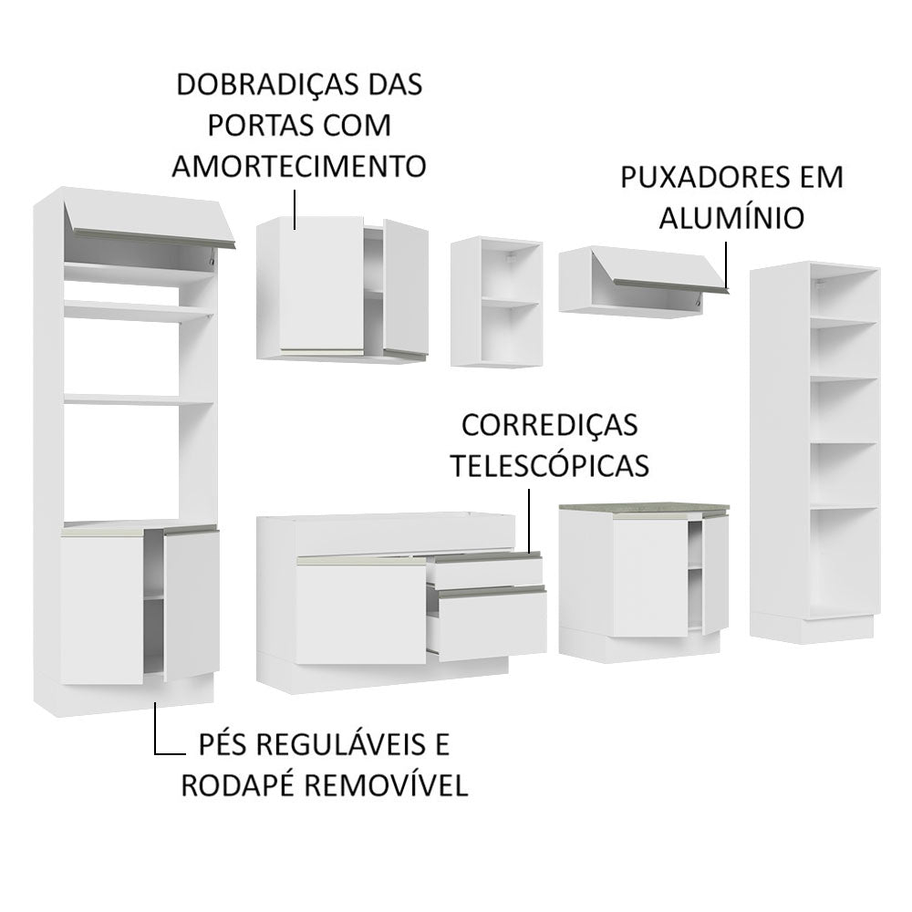 Cocina Integral Glamy Blanco 330x225cm sin Mesón y sin Estufa - COCINAS | Bylmo