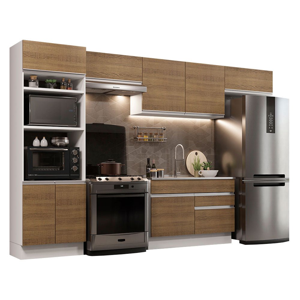 Cocina Integral Glamy Marron 350x225cm sin Mesón y sin Estufa - COCINAS | Bylmo