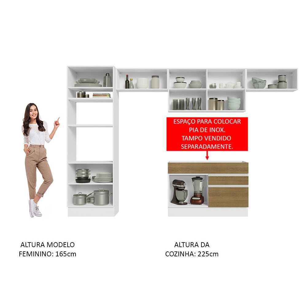 Cocina Integral Glamy Marron 350x225cm sin Mesón y sin Estufa - COCINAS | Bylmo