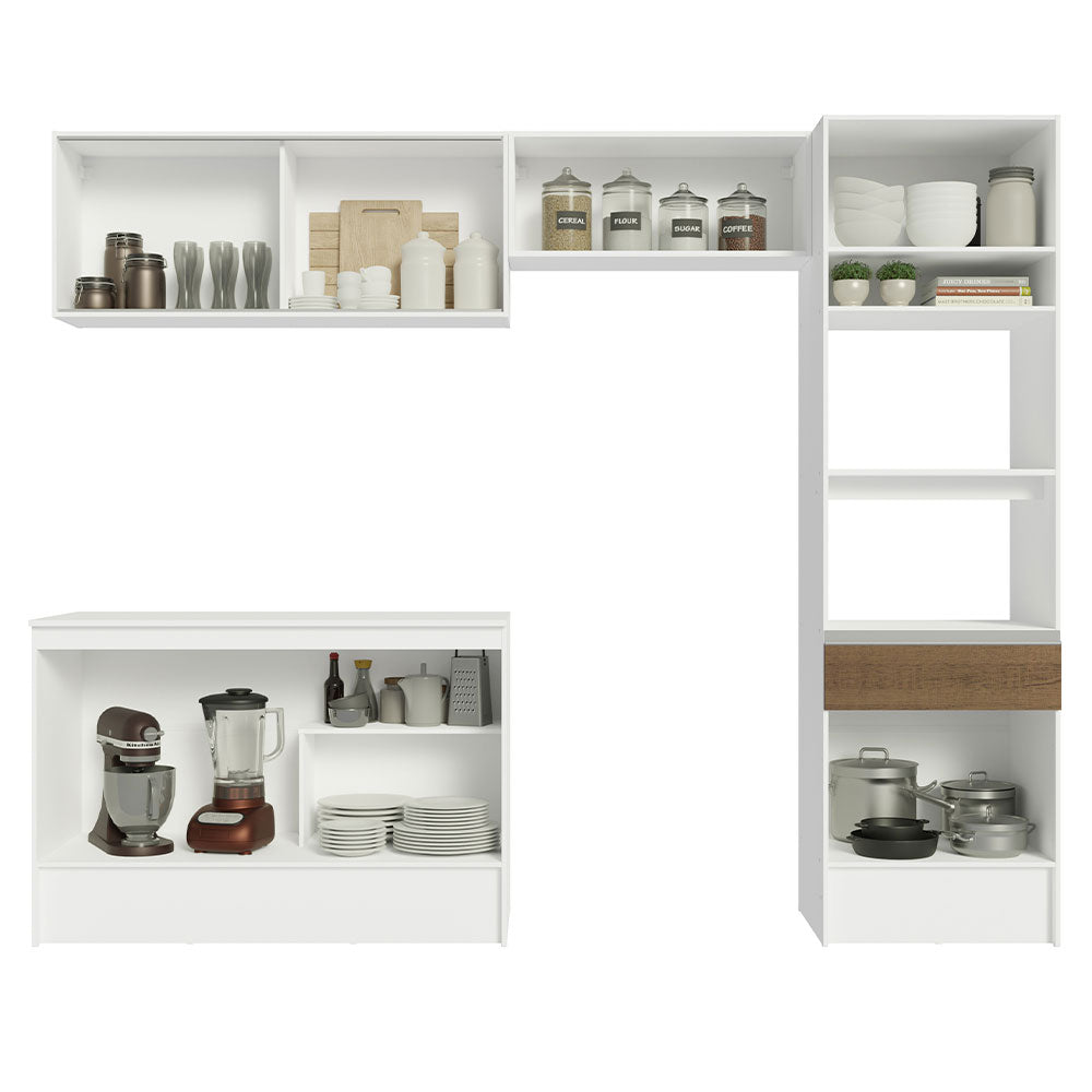 Cocina Integral Topazio Marron 260x210cm con Mesón de Madera y sin Estufa - COCINAS | Bylmo