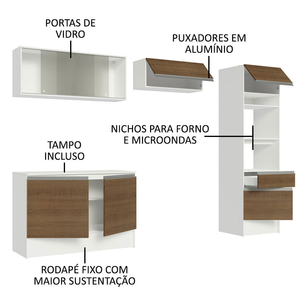 Cocina Integral Topazio Marron 260x210cm con Mesón de Madera y sin Estufa - COCINAS | Bylmo