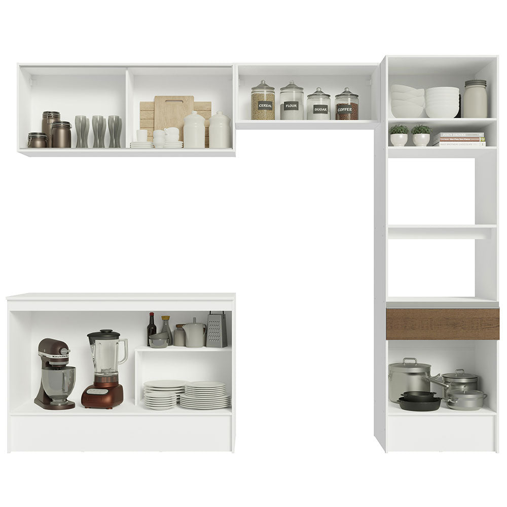 Cocina Integral Diamante Marron 260x210cm con Mesón de Madera y sin Estufa - COCINAS | Bylmo