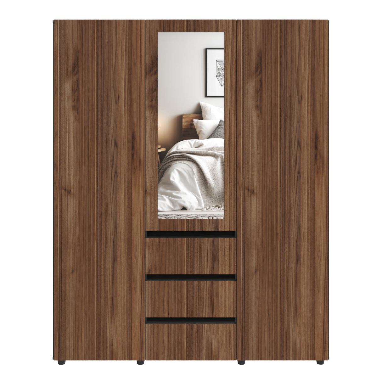 Closet Java Gales y Wengue 160x200cm con Tres Cajones y con Espejo - CLOSETS | Bylmo