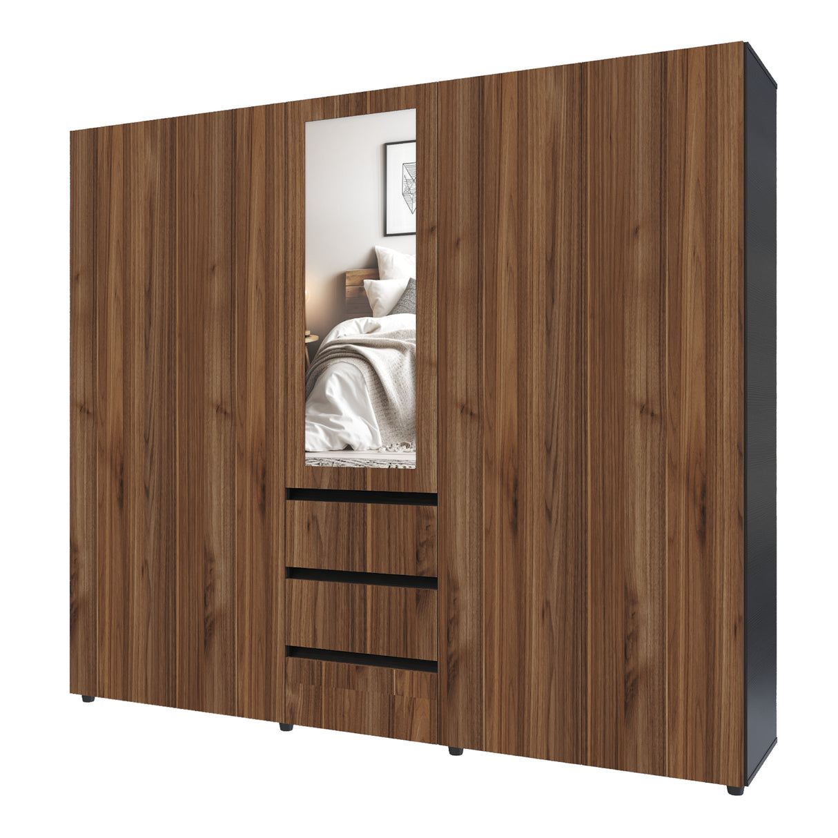 Closet Java Gales y Wengue 230x200cm con Tres Cajones y con Espejo - CLOSETS | Bylmo