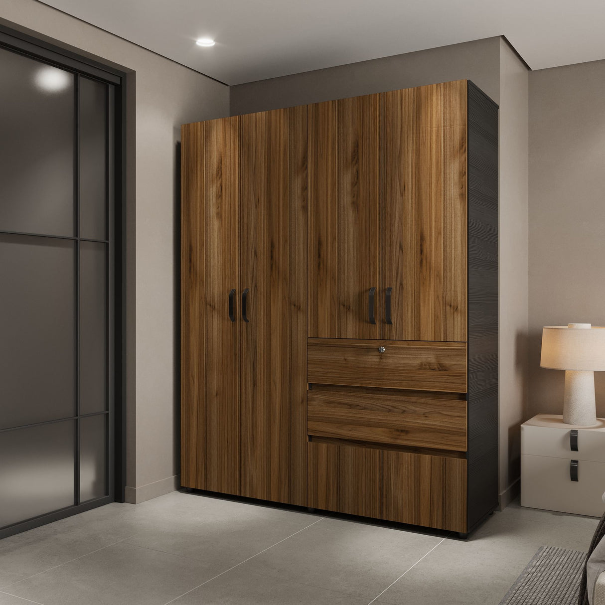 Closet Luanda Gales y Wengue 160x200cm con Tres Cajones - CLOSETS | Bylmo