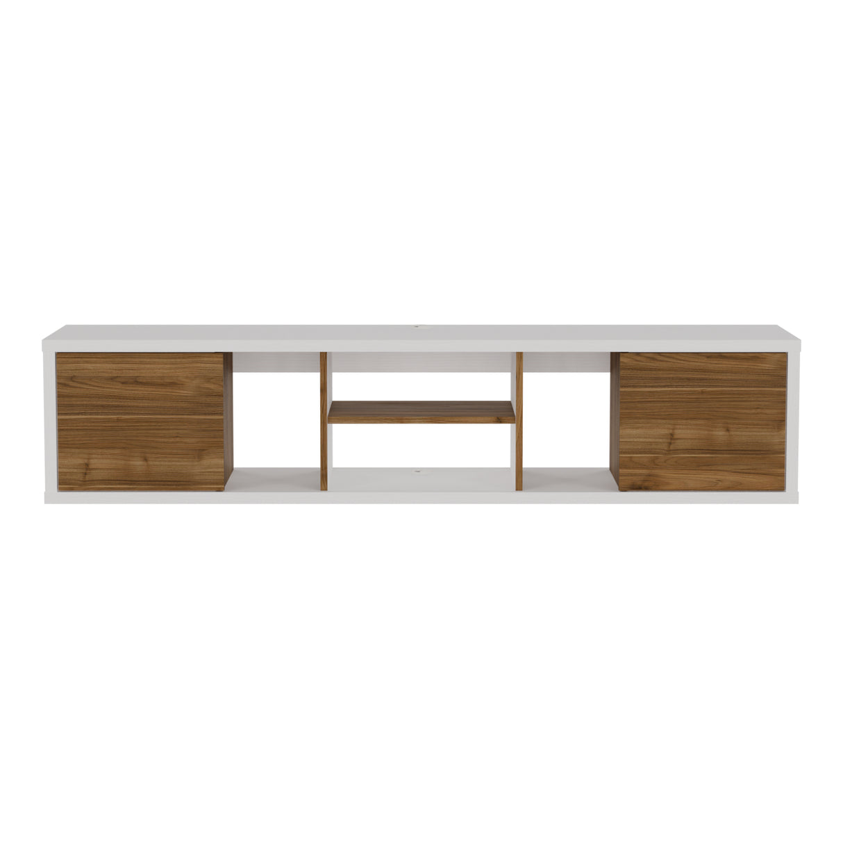 Mesa para TV Flotante Zafiro Blanco y Gales 160x35cm con Dos Cajones y para TV Hasta 65 Pulgadas - MUEBLES DE TV | Bylmo