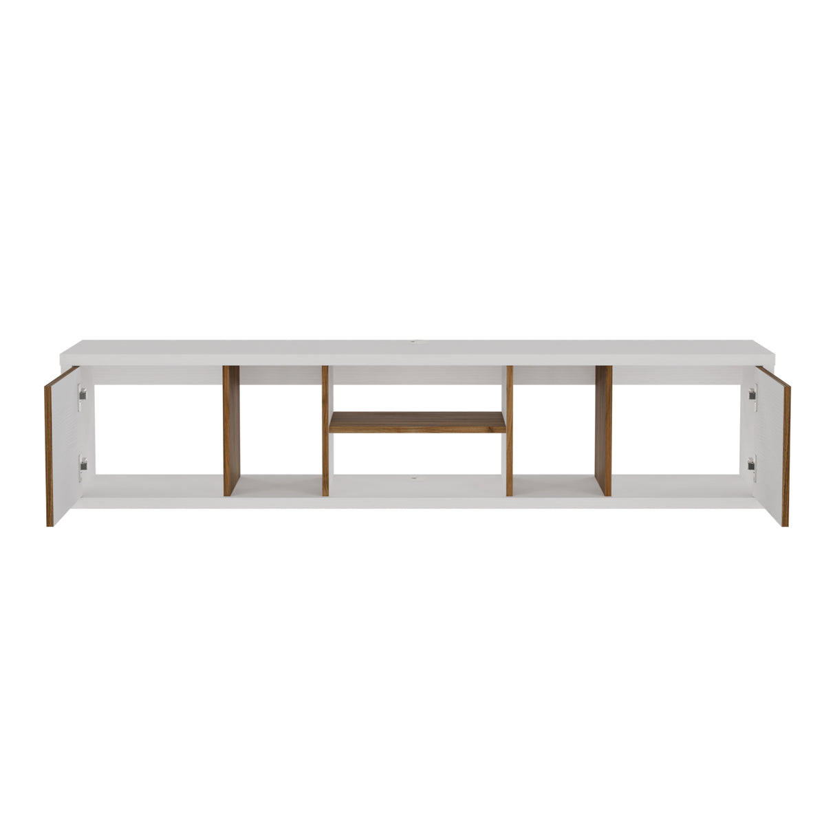 Mesa para TV Flotante Zafiro Blanco y Gales 160x35cm con Dos Cajones y para TV Hasta 65 Pulgadas - MUEBLES DE TV | Bylmo