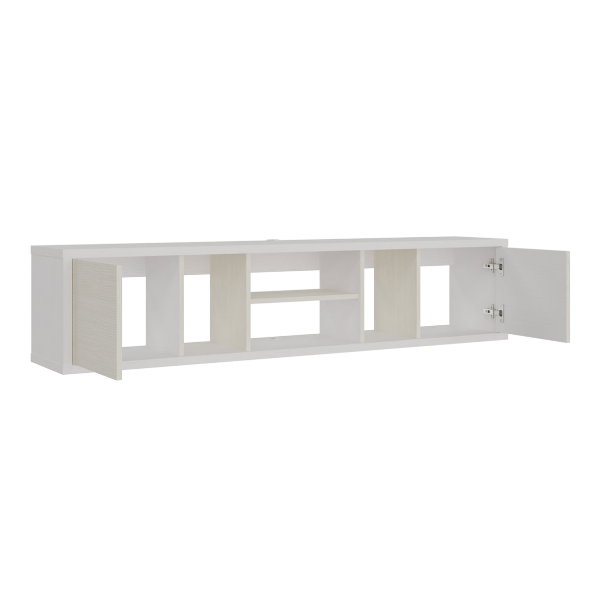 Mesa para TV Flotante Zafiro Blanco y Niebla 160x35cm con Dos Cajones y para TV Hasta 65 Pulgadas - MUEBLES DE TV | Bylmo