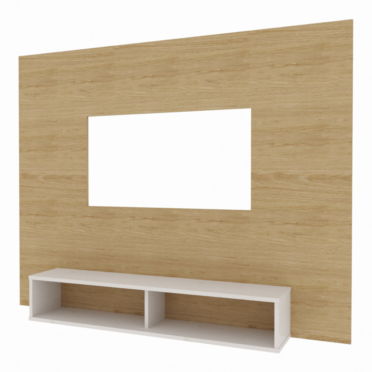 Panel de TV Flotante Rovere y Blanco 150x118cm con Dos Cajones y para TV Hasta 65 Pulgadas - MUEBLES DE TV | Bylmo