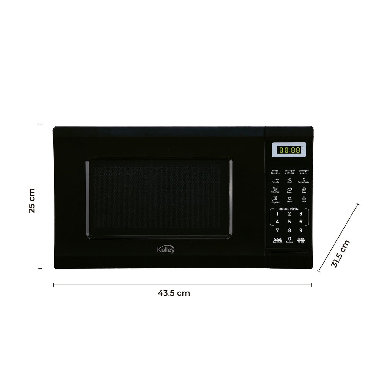 Horno Microondas Negro 43.5x25cm Para 20 Litros con Seis Funciones - HORNOS MICROONDAS | Bylmo