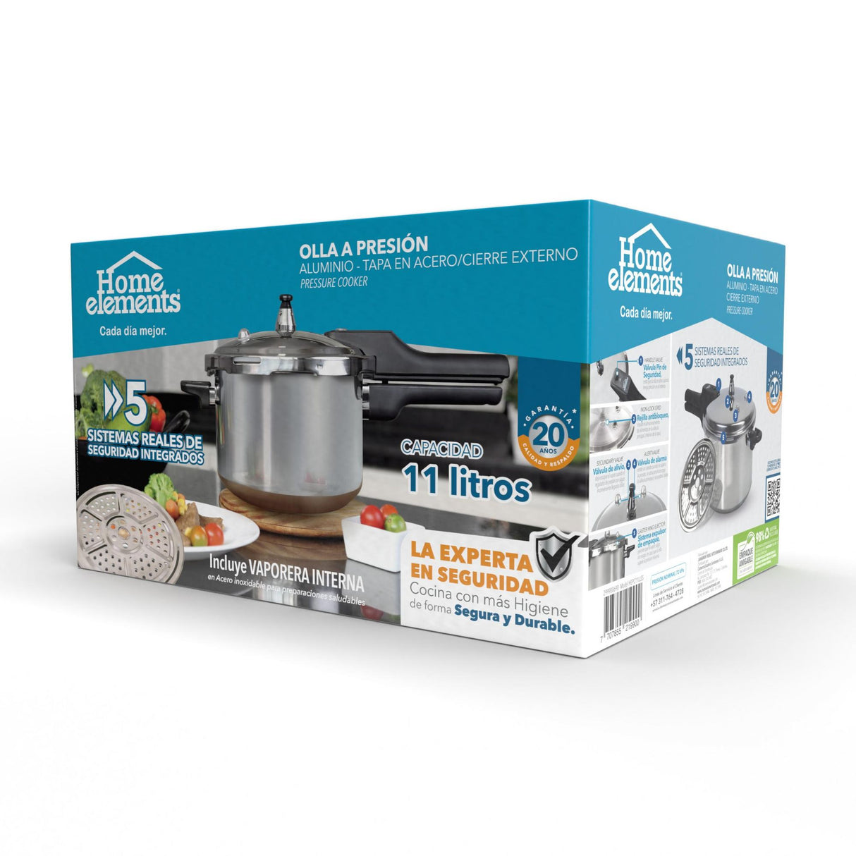 Olla de Presión Plateado y Negro 30.4x26.5cm De 11 Litros Apta para Inducción con Mango de Baquelita - OLLAS Y SARTENES | Bylmo