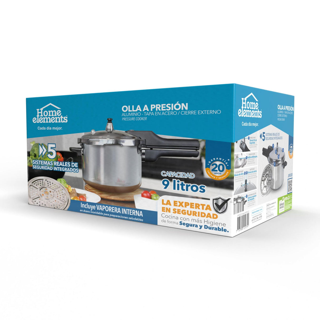 Olla de Presión Plateado y Negro 29.2x25.2cm De 9 Litros Apta para Inducción con Mango de Baquelita - OLLAS Y SARTENES | Bylmo