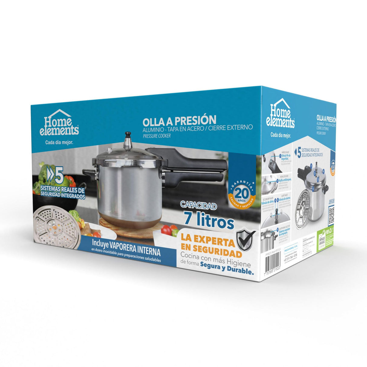 Olla de Presión Plateado y Negro 27.2x24.3cm De 7 Litros Apta para Inducción con Mango de Baquelita - OLLAS Y SARTENES | Bylmo